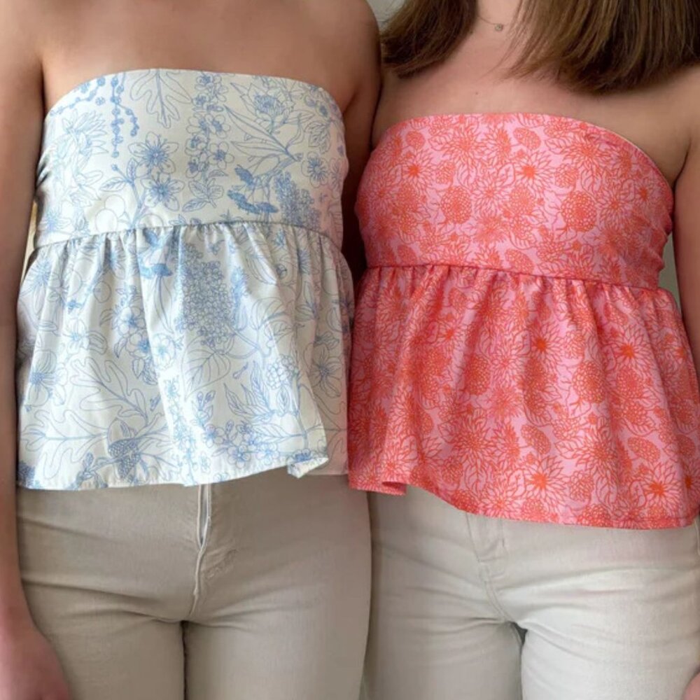 Women's Tie Back Stretchy Tube Top Flowered and Sleeveless